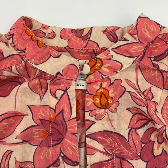 Trovata Birds of Paradis Autumn Paisley Floral Short Sleeve Cotton Blouse Top XS - Picture 12 of 16